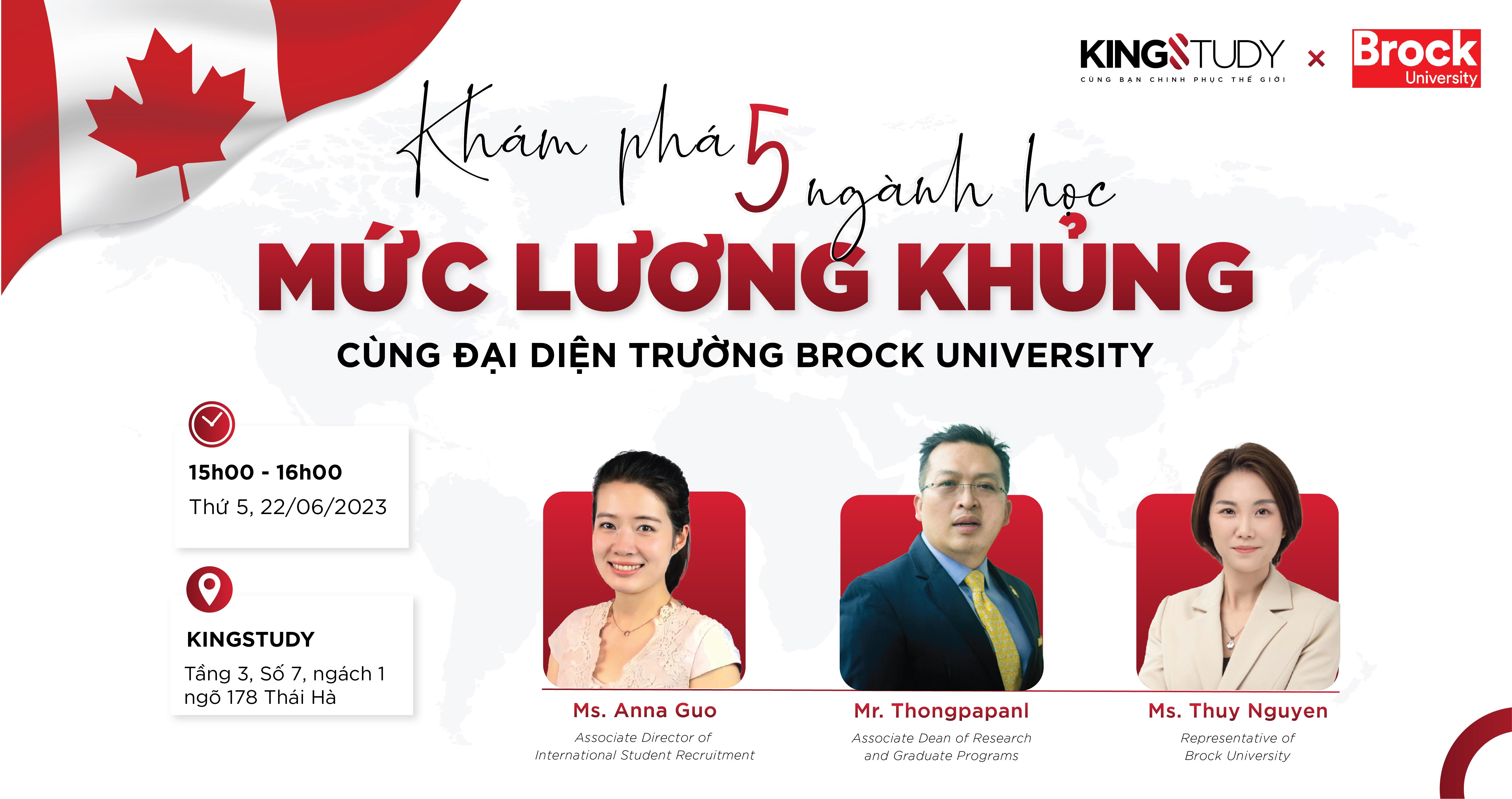 Khai phá 5 ngành học mức lương khủng cùng Đại diện Brock University