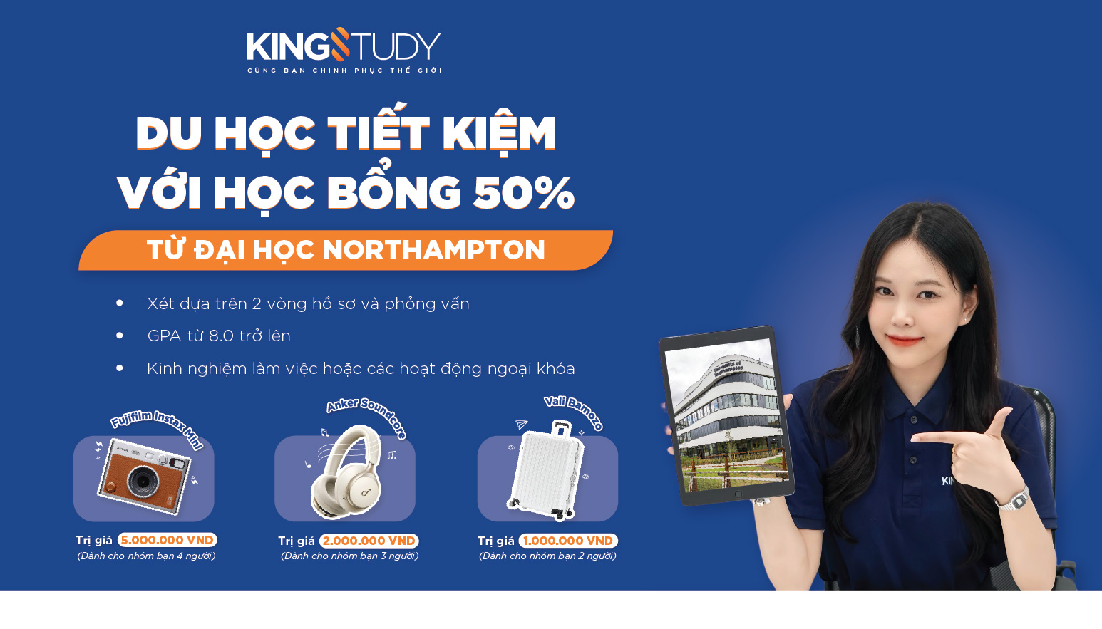 Du học tiết kiệm với học bổng 50% từ Đại học Northampton